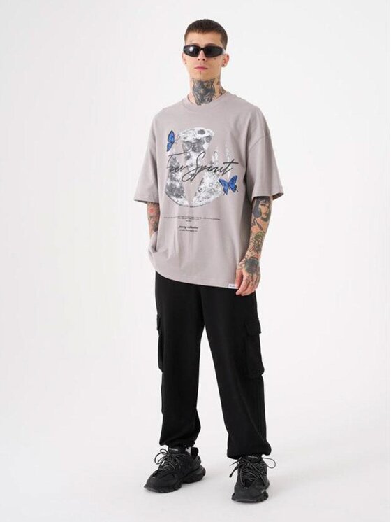 Machinist Machinist T-Shirt Koszulka Z Krótkim Rękawem Męska Jasna Szara Machinist Free Spirit XL Szary Oversize