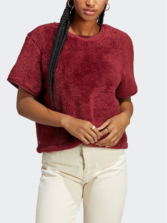 adidas adidas Marškinėliai Essentials+ Fluffy T-Shirt HY1710 Raudona Loose Fit