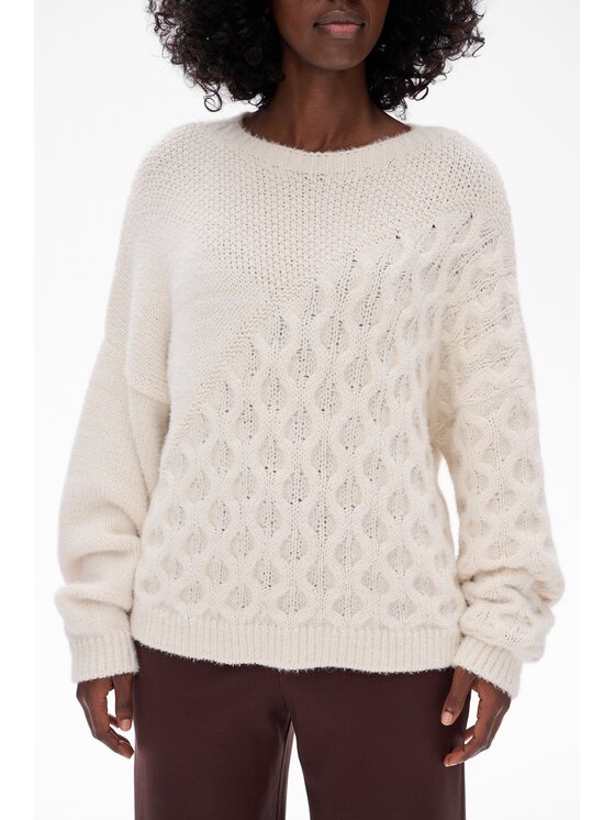 blue shadow blue shadow Sweter Cavo Écru Regular Fit