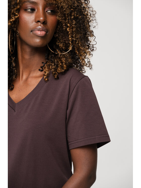 blue shadow blue shadow T-Shirt Mango Brązowy Regular Fit