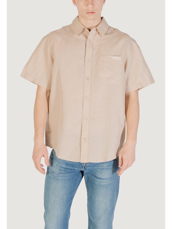 Calvin Klein Jeans Calvin Klein Jeans Camicia LINEN COTTON S/S Beige To Fit