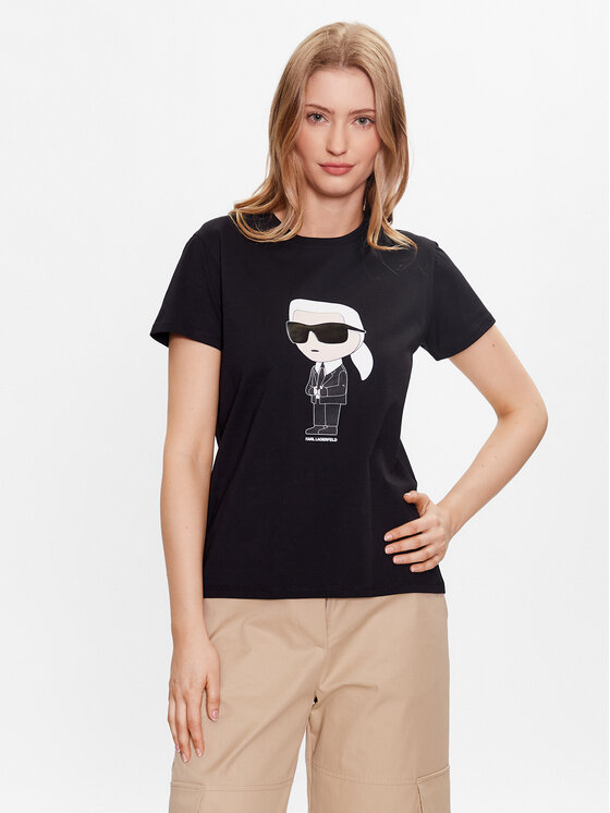 KARL LAGERFELD T-shirt Ikonik 2.0 230W1700 Crna Regular Fit