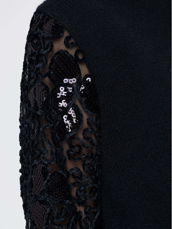 Ombre Ombre Sweter OW-SW-E0033 Czarny Regular Fit