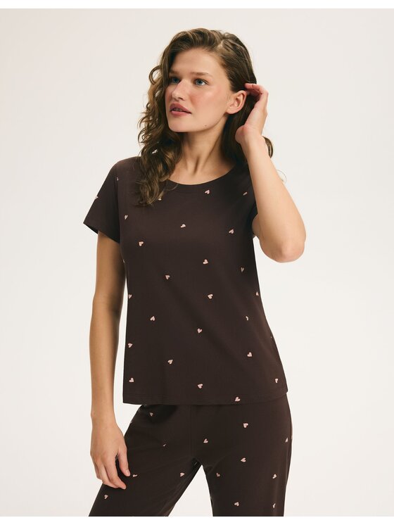 Esotiq Esotiq Piżama 46256 Brązowy Regular Fit