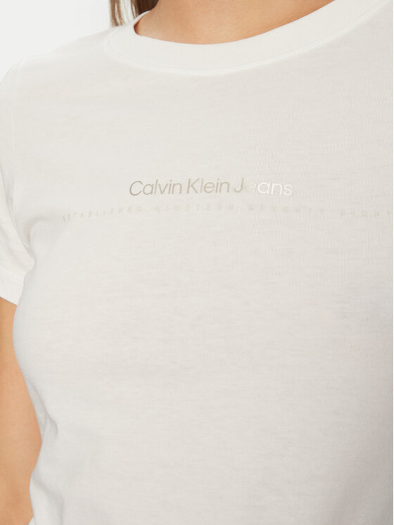Calvin Klein Jeans Calvin Klein Jeans Majica Institutional Graphic J20J224990 Bela Slim Fit
