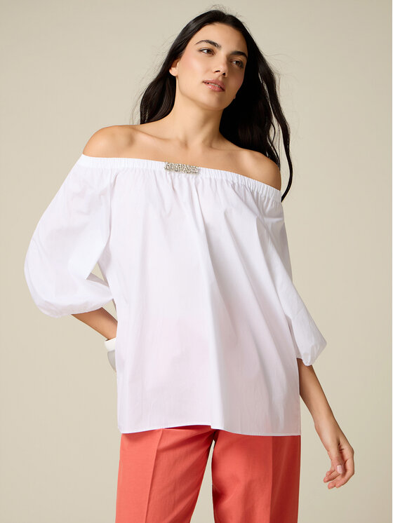 Oltre Oltre Blusa 2511J000755N011 Bianco Baggy Fit