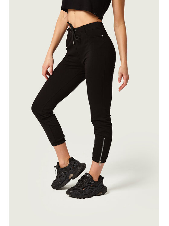 MANDRAGORA MANDRAGORA Legginsy Narcyz Trąbkowy Czarny Slim Fit