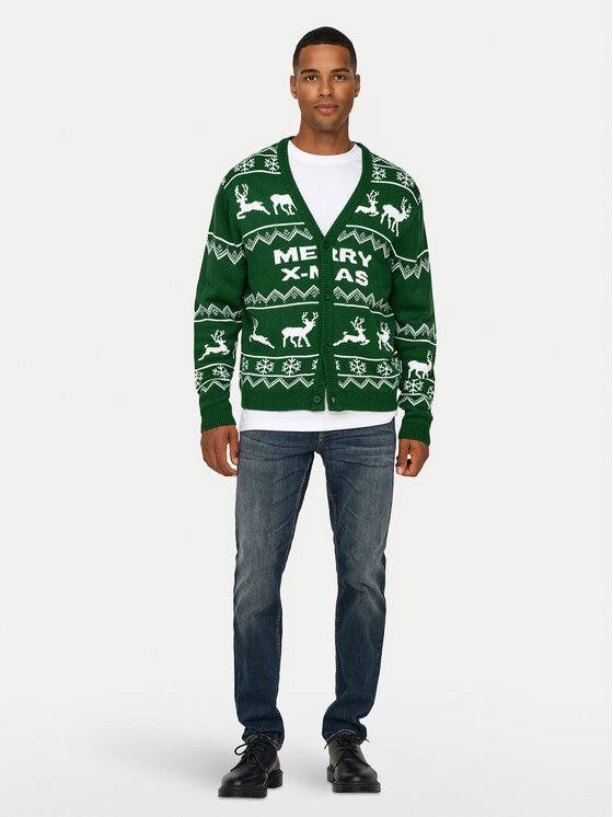 Only & Sons Only & Sons Strickjacke 22031172 Grün Regular Fit