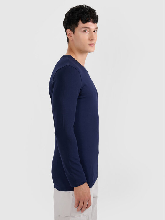4F 4F Longsleeve NOS Granatowy Slim Fit