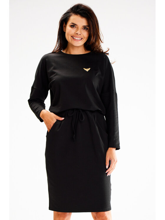 Awama Vestito di maglia A606 Nero Basic Fit