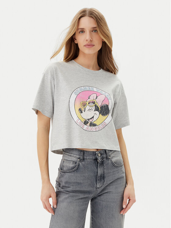 ONLY T-Shirt Mickey Minnie 15348126 Γκρι Regular Fit