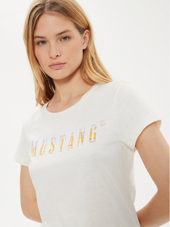 Mustang Mustang Tricou Loa 1015177 Écru Slim Fit