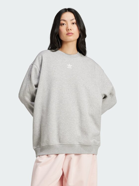 adidas adidas Bluza Essentials Fleece Long Oversized Crew Szary Oversize