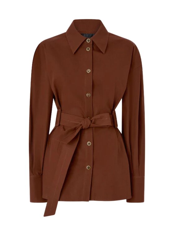 PINKO PINKO Kurtka damska CHERYL OVERSHIRT COTONE FLUIDO Brązowy Reglan Fit