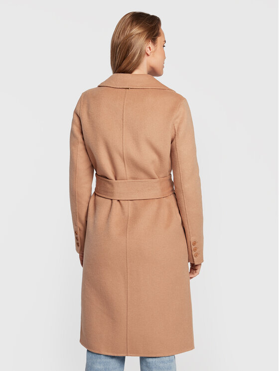 TWINSET TWINSET Płaszcz wełniany 222TP2056 Beżowy Regular Fit