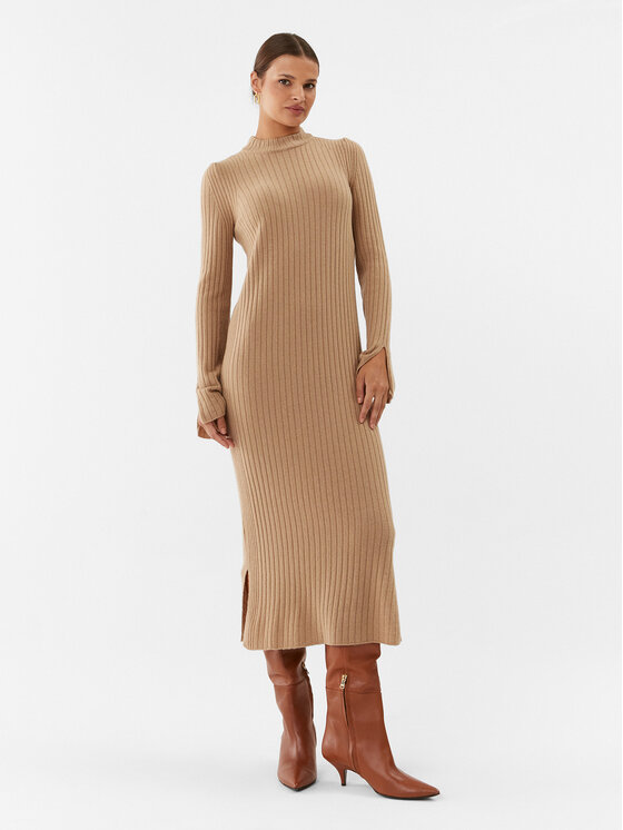 United Colors Of Benetton Rochie tricotată 1044DV014 Bej Straight Fit
