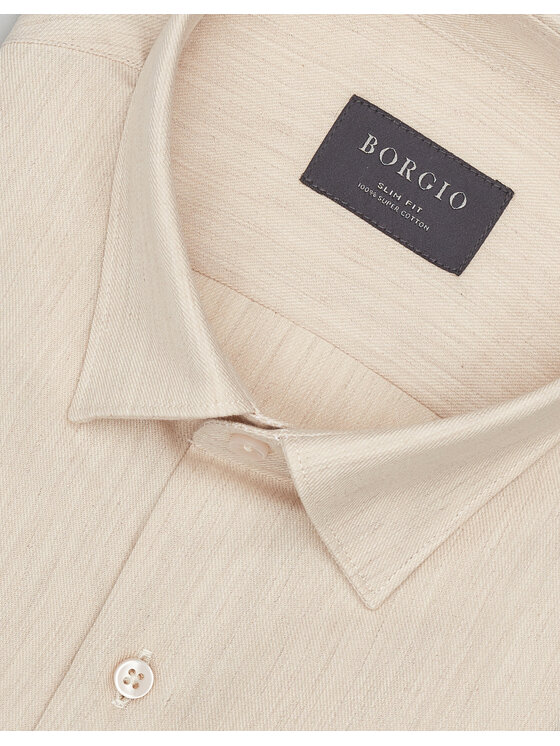 Borgio Borgio Koszula flero_00623 Beżowy Slim Fit