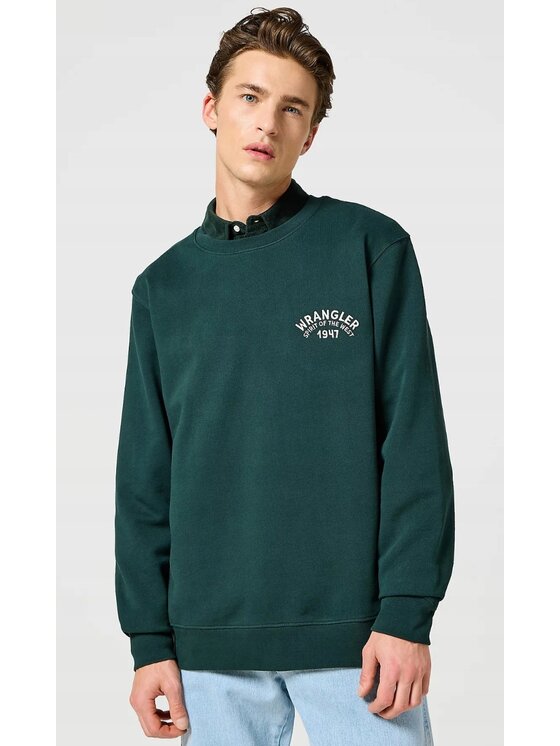 Wrangler Wrangler Bluza Crewneck Sweatshirt Zielony Regular Fit