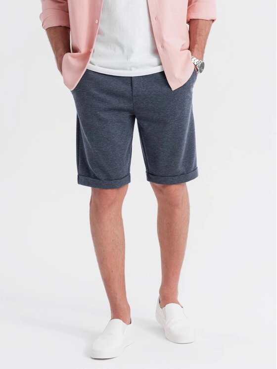 Ombre Ombre Szorty materiałowe OM-SRCS-0177 Granatowy Regular Fit