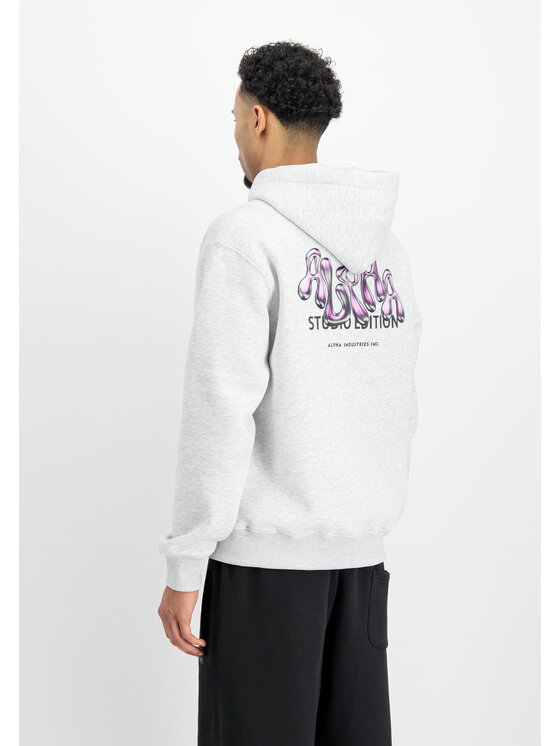 Alpha Industries Alpha Industries Bluza Studio Edition Backprint Hoodie Szary Loose Fit