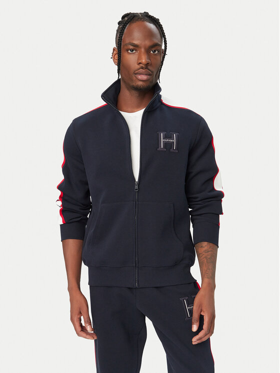 Tommy Hilfiger Majica dugih rukava Pique H Badge MW0MW44957 Tamnoplava Regular Fit