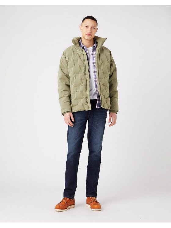 Wrangler Wrangler Kurtka przejściowa Brand Down Puffer Deep Lichen Green Zielony Regular Fit