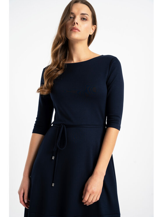 CLICK CLICK Sukienka dzianinowa 60-6058 Granatowy Regular Fit