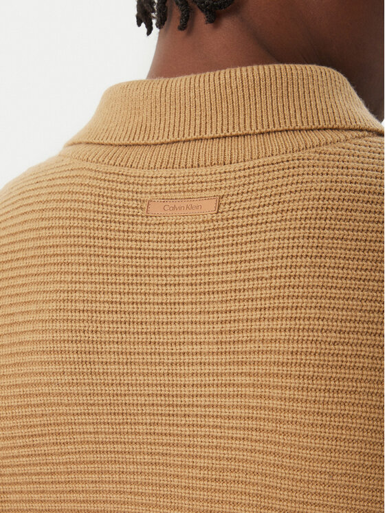 Calvin Klein Calvin Klein Sweter LV04LH311G Brązowy jasny Regular Fit