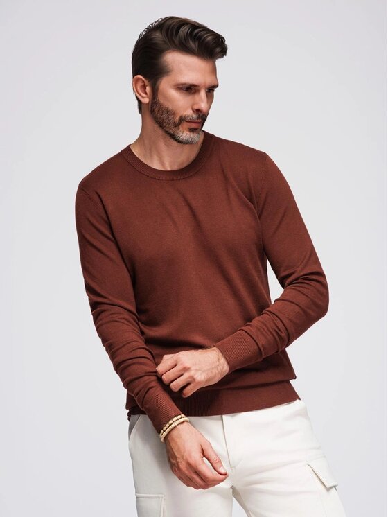 Ombre Ombre Sweter OM-SWSW-0183 Bordowy Regular Fit
