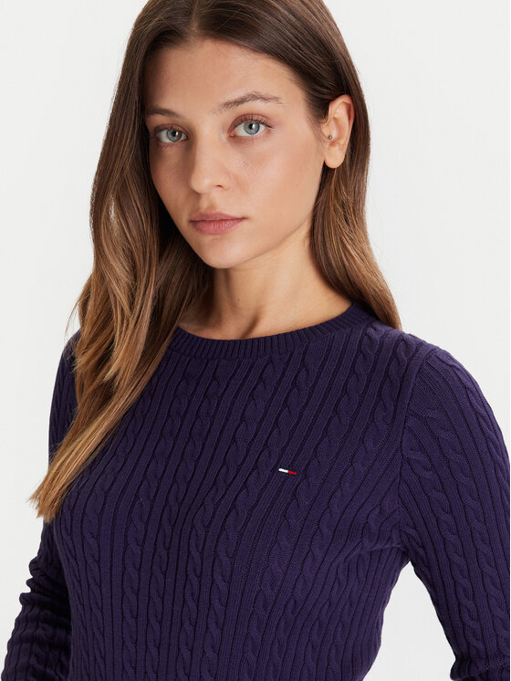 Tommy Jeans Tommy Jeans Megztinis Cable Essential DW0DW22165 Violetinė Regular Fit