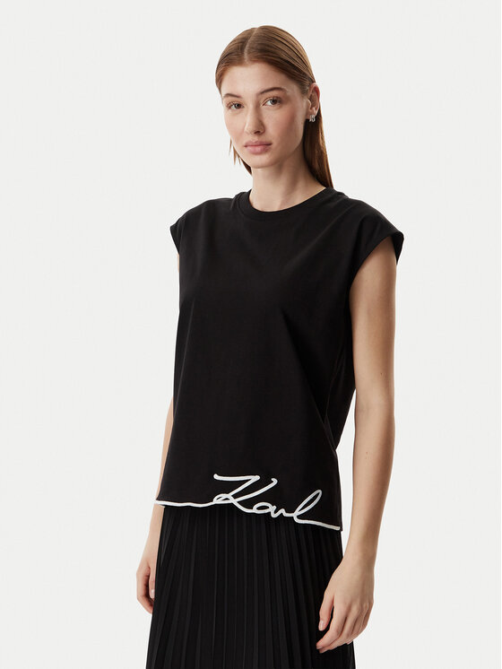 KARL LAGERFELD KARL LAGERFELD T-särk B2W17018 Must Regular Fit