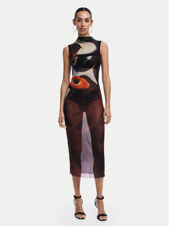 Desigual Desigual Haljina za svaki dan Lincoln 24WWVK58 Smeđa Slim Fit