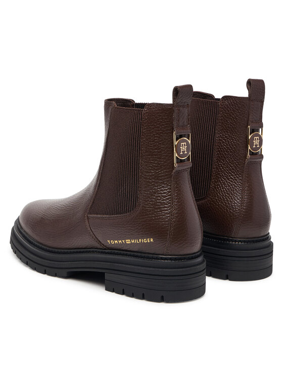 Tommy Hilfiger Tommy Hilfiger Ghete Jodhpur Th Emboss Grain Leather Chelsea FW0FW09559 Maro
