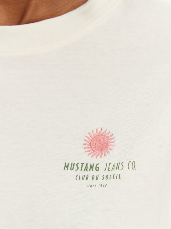 Mustang Mustang Tričko Floris 1016141 Écru Relaxed Fit