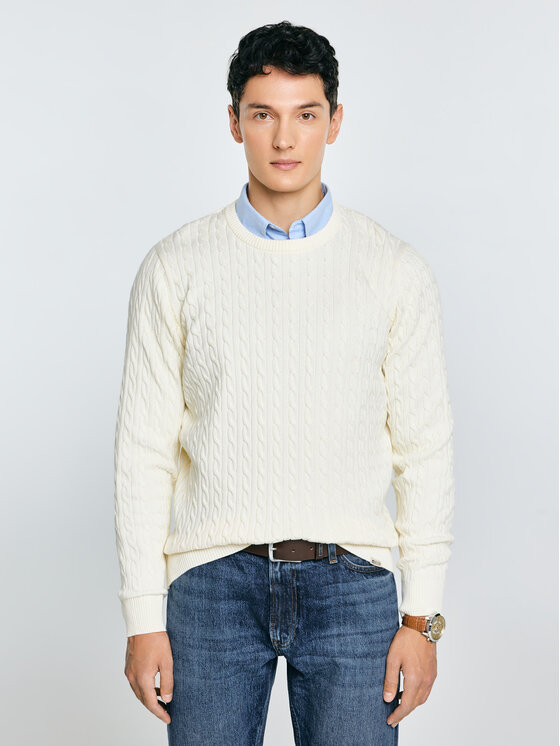 BIG STAR BIG STAR Sweter NISER Biały Basic Fit