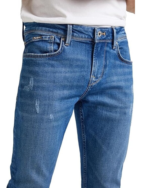 Pepe Jeans Pepe Jeans Kalhoty z materiálu PM207387RI20 000 Modrá Skinny Fit
