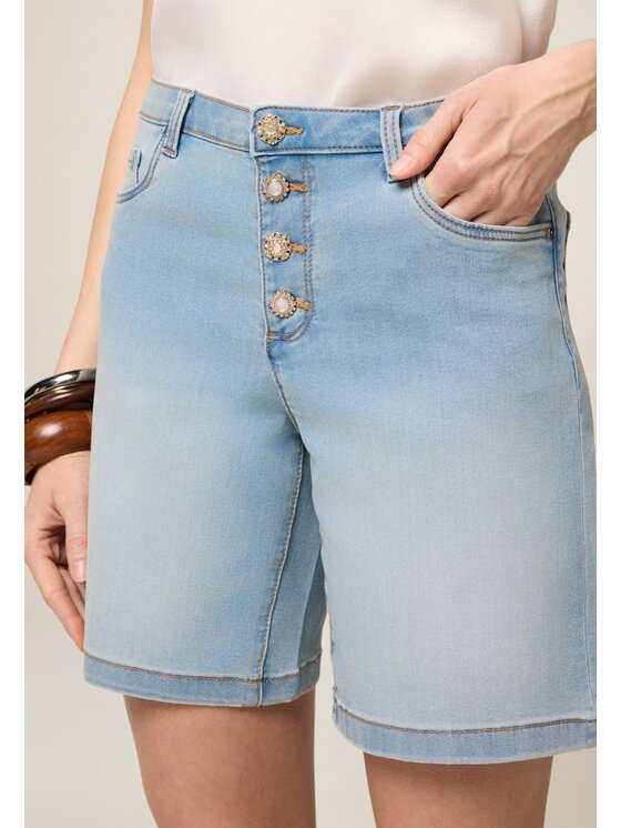 Oltre Oltre Pantaloncini di tessuto P561R008496N024 Turchese Baggy Fit