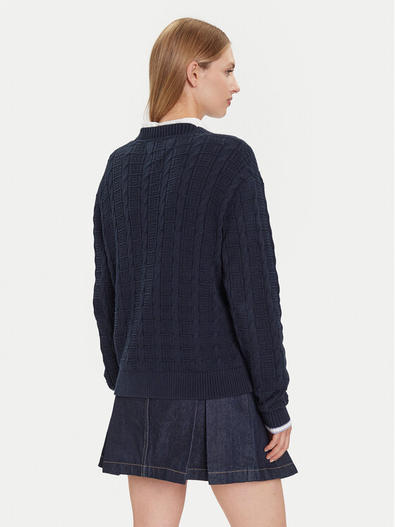Tommy Jeans Tommy Jeans Strickjacke Cable DW0DW21681 Dunkelblau Relaxed Fit