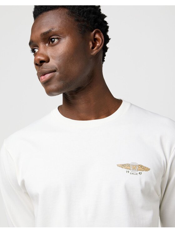 Wrangler Wrangler Longsleeve LS AMERICANA TEE Biały Regular Fit