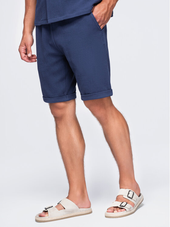 Ombre Ombre Szorty materiałowe OM-SRCS-0207 Granatowy Regular Fit
