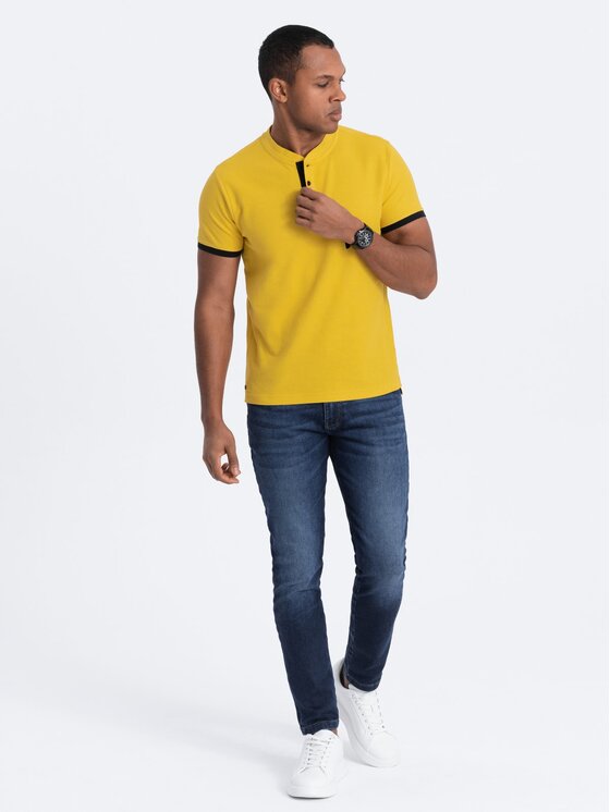 Ombre Ombre T-Shirt OM-TSCT-0156 Žlutá Regular Fit