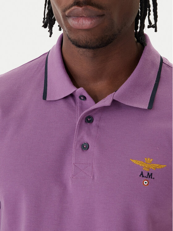 Aeronautica Militare Aeronautica Militare Polokošeľa 261PO1308UP00082 Fialová Regular Fit
