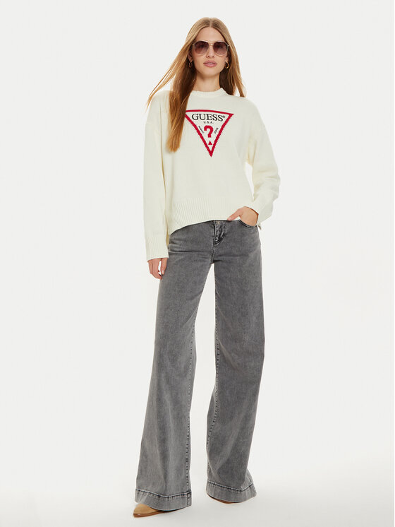 Guess Jeans Guess Jeans Πουλόβερ W4BR12 Z3HM1 Μπεζ Regular Fit