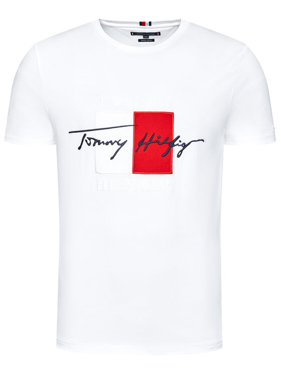 Tommy Hilfiger T Shirt Box Signature MW0MW15331 Bia y Regular Fit Modivo.pl