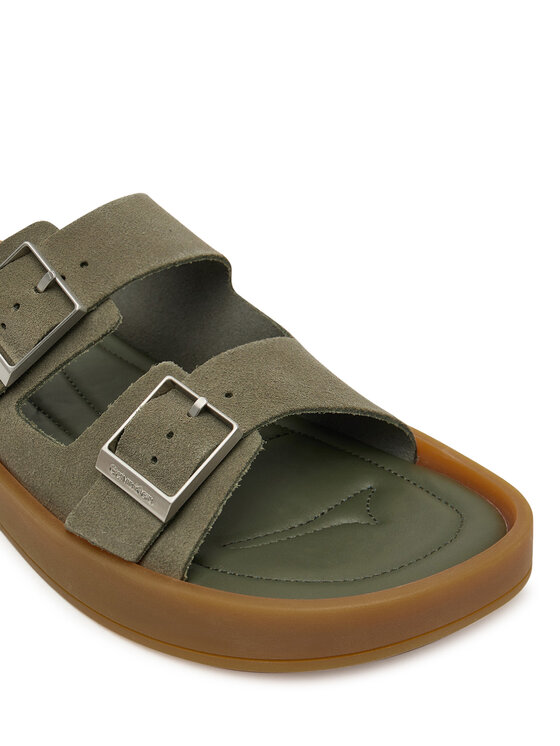 Calvin Klein Calvin Klein Παντόφλες Ergon Double Bar Sandal Su HM0HM02094 Πράσινο