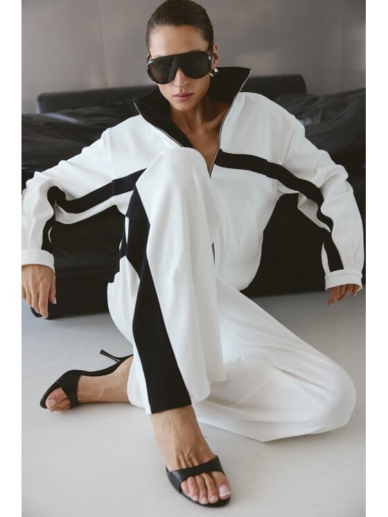 Nudyess Nudyess Bluza Mica z prążka Kremowy Oversize
