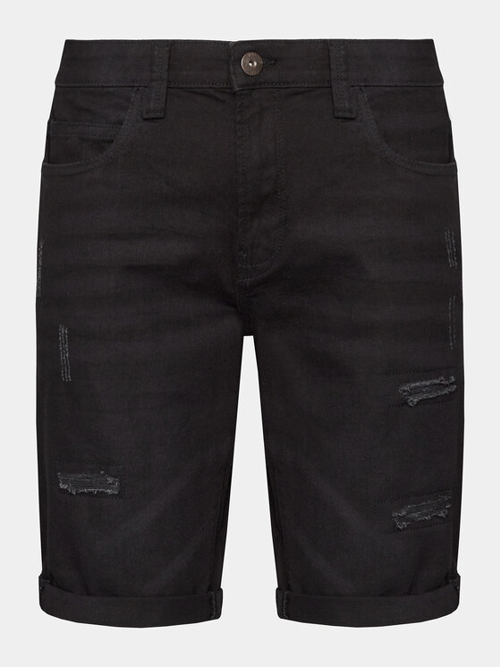 indicode short en jean kaden holes 70-104 noir regular fit