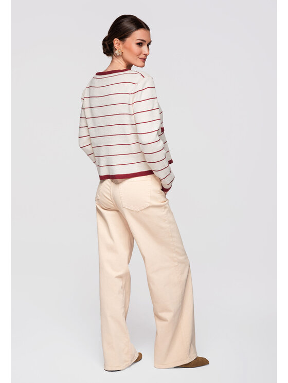 Ombre Ombre Kardigan OW-SWCD-0101 Bordowy Regular Fit