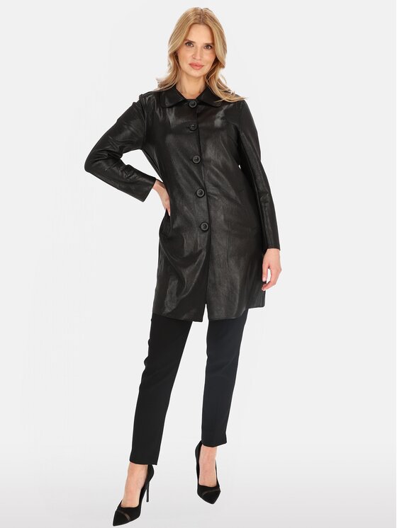 Perso Perso Prechodný kabát BLE252675F Čierna Regular Fit