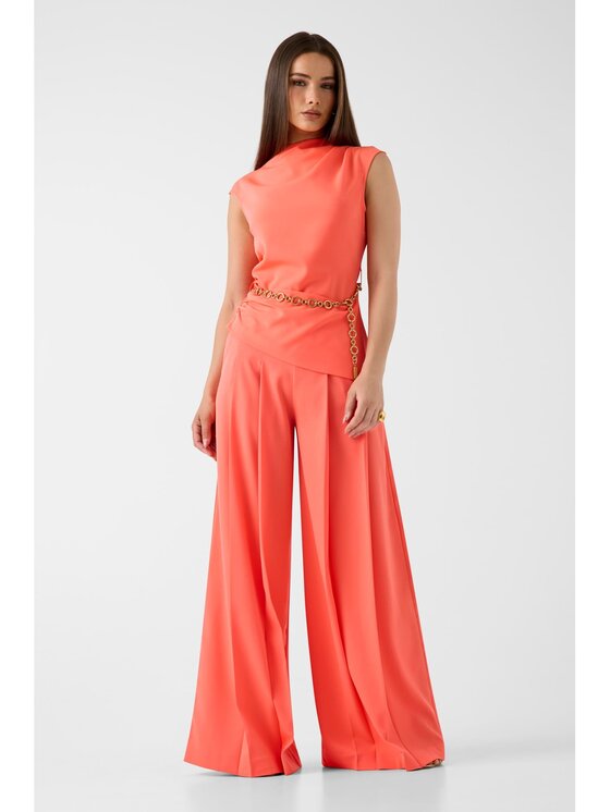 Guess Guess Kalhoty z materiálu 183518 Korálová Slim Fit